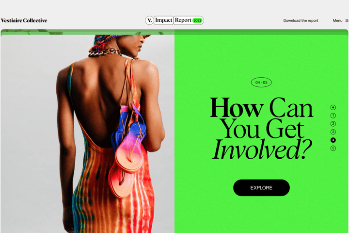 Fashion sustainability Report 2022 website preview